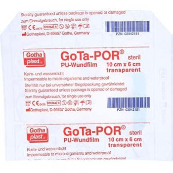 GoTa-POR steril 10 cm x 6 cm transparent PU-Wundfilm, 1 pcs. Patch