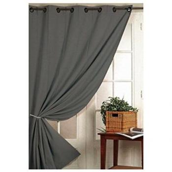 Rideau occultant Ignifugé M1 Non Feu Gris 140 x 260 cm - Uni - Œillets