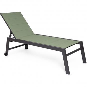 Verstellbare Gartenliege Hilde aus Aluminium mit Rollen, grün