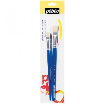Pebeo Flat White Bristle Paint Brush Set B