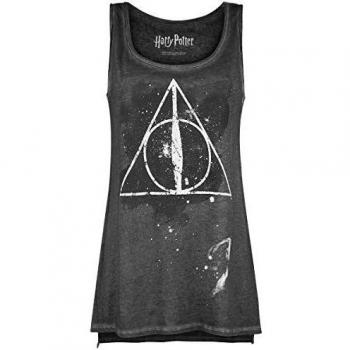Harry Potter Deathly Hallows Ladies Top - Dark Grey - Sizes S to 4XL