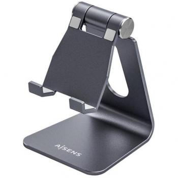 AISENS - Soporte De Sobremesa Tamaño M Ajustable (1 Pivote) Para Movil / Tablet, Gris