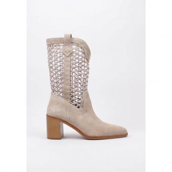Bota Cowboy Media Caña Beige Patrizia 38