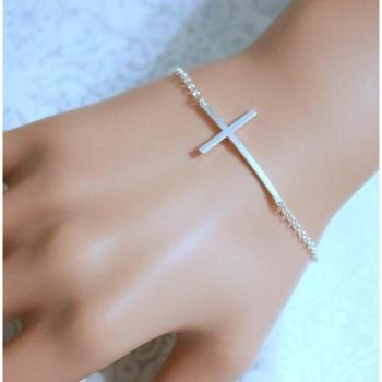 Silbernes Kreuzarmband für Damen und Mädchen, BA-122