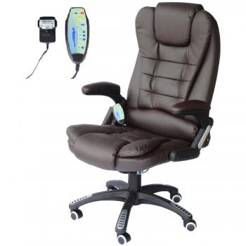 HOMCOM Massage Office Chair With Tilt and Reclining Function, Brown