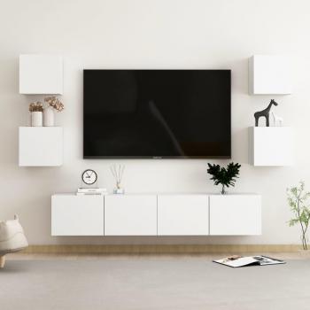 6 Piece TV Cabinet Set White Engineered Wood vidaXL