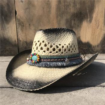 Hollow Boater Hat for Women - Western Style Sun Hat