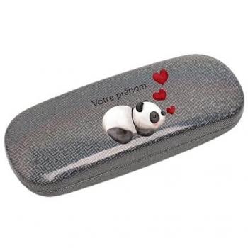 Étui noir à lunettes avec paillettes et motif papillon personnalisable