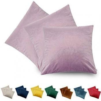CALIYO Housse de Coussin Velours Uni 3 pièces