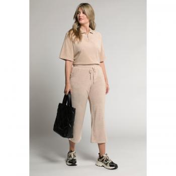 Culottes in spugna, cintura elastica, lunghezza polpaccio, Donna, Beige, Taglia 64/66