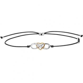 Julie Julsen Armband »925 Silber rhodiniert vergoldet Zirkonia Nylon Band schwarz«
