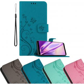 Funda libro Samsung Galaxy S8 con diseño de flor y cierre magnético (azul)