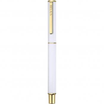 Bolígrafo Belius Macaron Bliss Hexagonal Branco e Dourado Tinta Azul