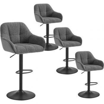 Chaise de Bar Réglable en Hauteur WOLTU - Ensemble de 4, Chenille+Velours