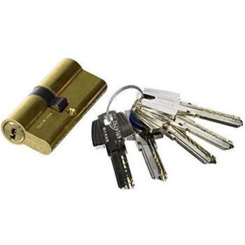 Azbe Cylindre double de sûreté T60 5 clés laiton poli 30x30 mm