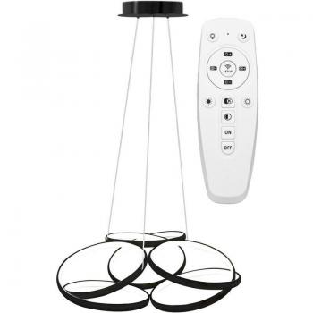 Toolight APP793‑CP Modern Black Ceiling Pendant LED Lamp, 3‑Spot, 70W, Remote
