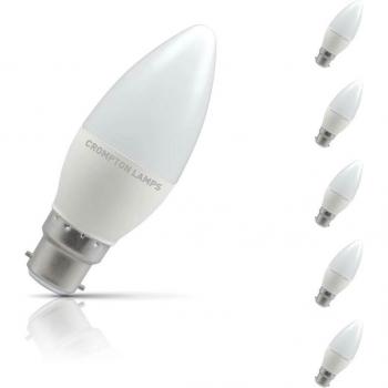 Crompton LED Candle Light Bulb 4.9W B22 Daylight Opal (5 Pack)