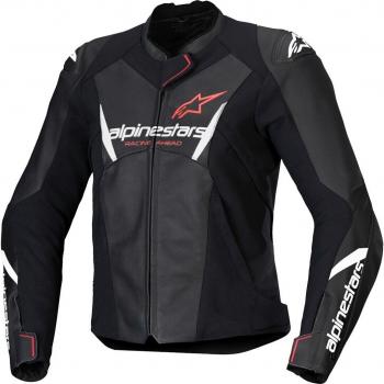 Alpinestars Chaqueta de Carreras Mujer Stella Faster V3 Cuero Negro-Blanco-Coral