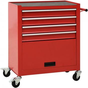 Sonata Tool Trolley with 4 Drawers Steel Red