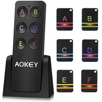 Localisateur d'objets Anti-Perte Téléphone Chercheur Alarme Trouve-clés Key Finder 1 Émetteur et 6 Récepteurs 6 Piles Incluses
