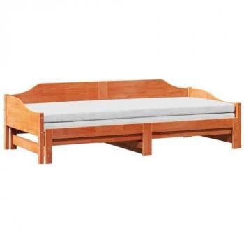 Daybed with Trundle without Mattress Wax Brown 80x200 cm Solid Wood Vidaxl