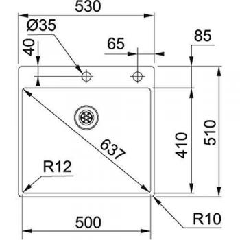 Franke BXX210-50TL Lavello 53 X 51 cm 1 vasca Acciaio inossidabile