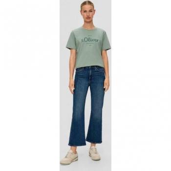 S.Oliver High‑Rise Flared Leg Jeans aus Baumwollstretch mit Leder‑Patch