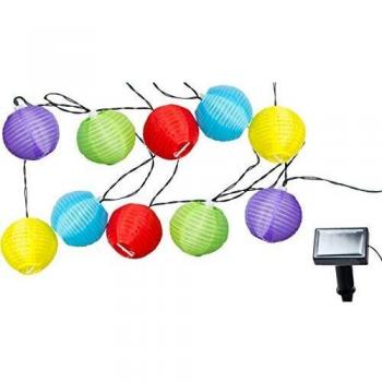 Solarbetriebene LED Lichterkette mit 10 bunten Lampions