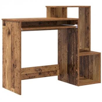 Vintage Brown Desk with Shelf – Engineered Wood