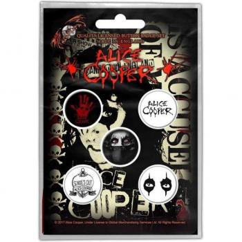 Badges Alice Cooper Yeux (Lot de 5) Taille Unique blanc/noir