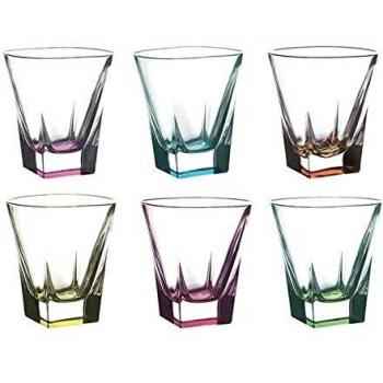 Set di 6 bicchieri d'acqua in fusion glass con 6 colori di RCR