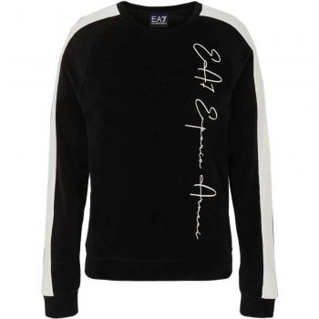 Sudadera EA7 Armarín Velour Con Rayas Lateral Negro-Blanco-Rosa Mujer S