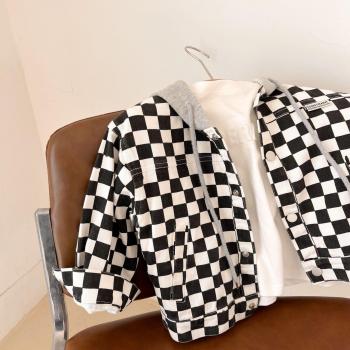 Unisex Frühlingsjacke mit Schachbrettmuster