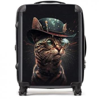 Sleek Bengal Cat Luggage Ensemble