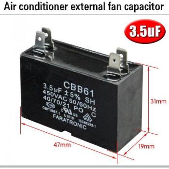 CBB61 Motor Capacitor for Air Conditioner 1.5/2/2.5/3/3.5/4/5/6/8uF 450V