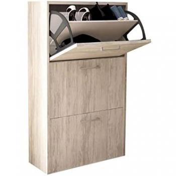 Mueble Zapatero 3 Puertas Molly, Madera de Pino Claro 59x25x105cm