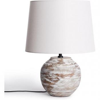 Lámpara De Mesa Madera Chandan Iluzzia Blanco Antiguo