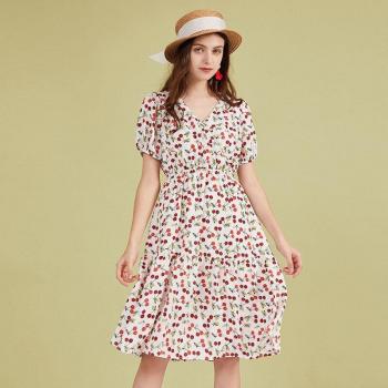 Vestido de Verano con Cintura Elástica y Cuello en V