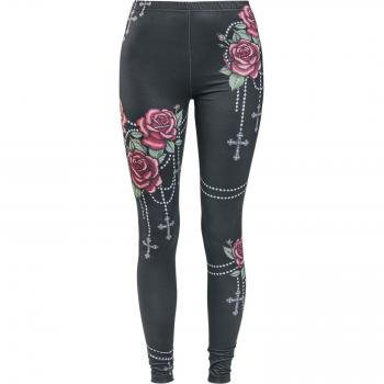 Leggings Rock Rebel EMP Rosas y Cruces Negro XS 5XL Mujeres