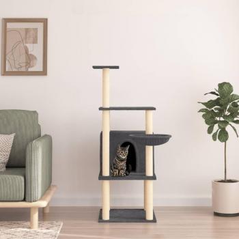 VidaXL Cat Tree with Sisal Scratching Posts Dark Grey 132 cm