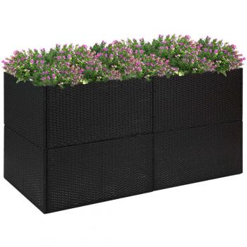 Garden Planter in Black, Dimensions: 157x80x80 cm, Made of Poly Rattan, Brand: Vidaxl
