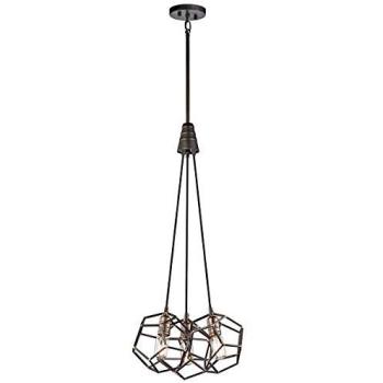 Industrial Steel Loop Chandeliers – 3‑Bulb Set