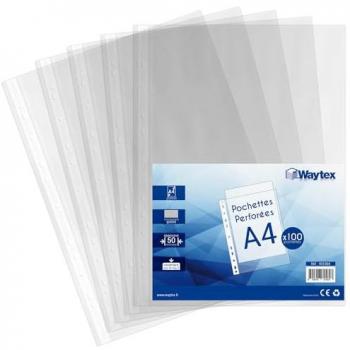 Pochettes A4 Perforées Waytex 50 microns - Paquet de 100