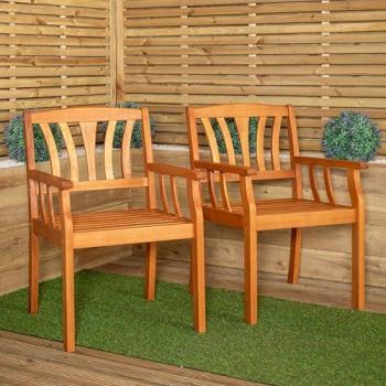 Kapalua Dual Outdoor Wood Dining Chairs – Set of 2