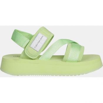 Sandalias planas Calvin Klein Jeans para mujer con parche logotipado y cierre adherente