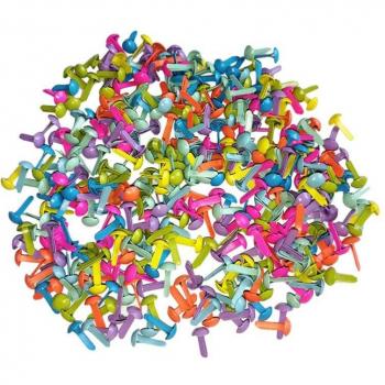 100-Piece Mini Pastel Brads for DIY Crafting and Stamping - 8x20mm/5.5x11mm