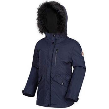 Regatta Veste Junior PALOMINA imperméable et Isolante Thermo-Guard avec Capuche bordée de Fausse Fourrure Parka Mixte Enfant, Navy, FR : XXS (Taille Fabricant : 104)