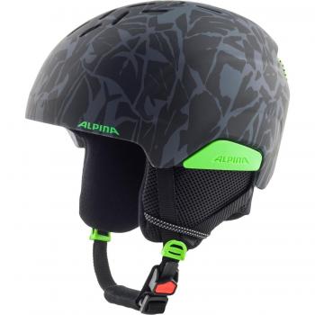 Alpina Pizi Kinder Skihelm (51-55 cm, schwarz/grün/tarn matt)