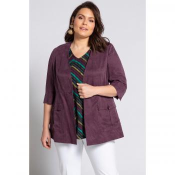 Plus Size Purple Lyocell Blend Button Front Safari Jacket with Pockets for Women, Size 26