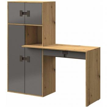 Mesa Florevi 101 en Roble Artisan con 4 Puertas y 1 Cajón, Dimensiones 151x82x50cm